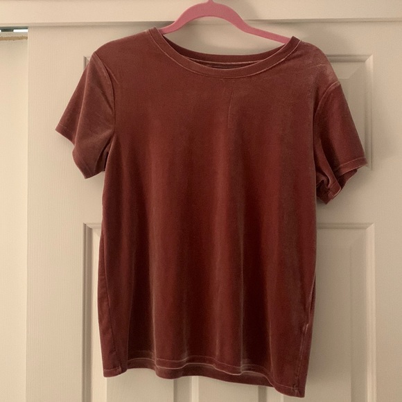 Blush Pink Velvet Abercrombie Tee - Picture 2 of 6